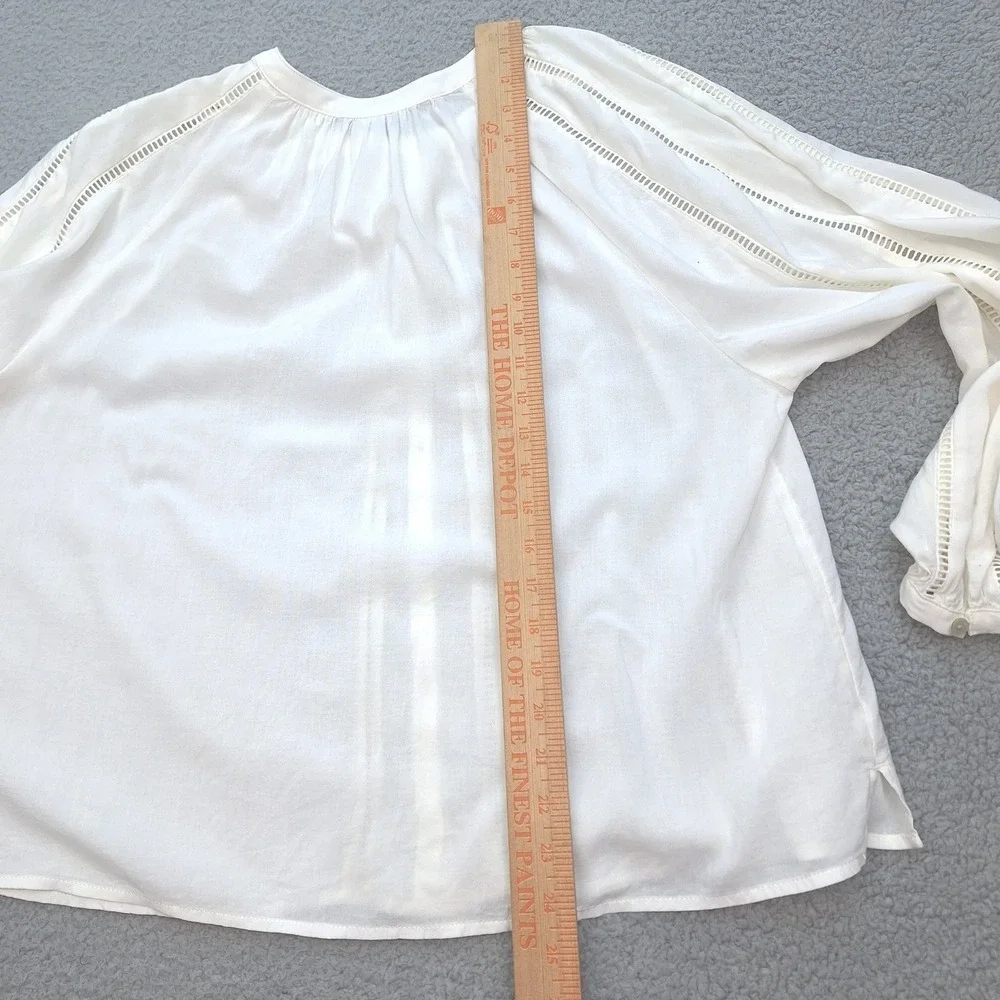Old Navy‎ Blouse Womens Small White Embroidered Button Front Boho Cottagecore